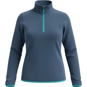 Rustic Ridge Waffle Grid Fleece Pullover Large Blue Teal Quarter Zip Hiking Top